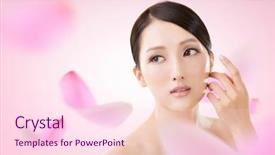  Presentation with flower elegant - Amazing theme having asian beauty face closeup portrait backdrop and a pink colored foreground