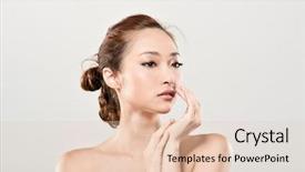  Presentation with indian woman face beauty - Presentation theme consisting of asian beauty face closeup portrait background and a  colored foreground
