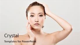  Presentation with indian woman face beauty - Colorful presentation theme enhanced with asian beauty face closeup portrait backdrop and a  colored foreground