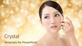  Presentation with asian - Presentation theme with asian beauty face closeup portrait background and a cream colored foreground