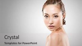  Presentation with glamour - Theme enhanced with asian beauty face concept of glamour makeup healthcare etc background and a light gray colored foreground