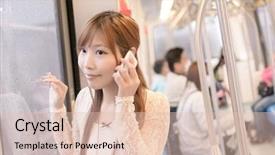  Presentation with beauty pageant - Colorful slide set enhanced with asian beauty in mrt carriages backdrop and a lemonade colored foreground