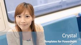  Presentation with fitness and beauty - PPT theme featuring asian beauty in mrt carriages background and a teal colored foreground