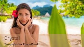  Presentation with glowing skin - Beautiful slide deck featuring asian-beauty-model-with-healthy backdrop and a coral colored foreground