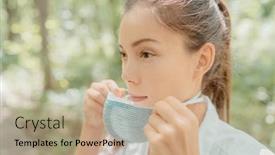  Presentation with prevention acne - Slides having asian-beauty-woman-putting background and a coral colored foreground