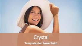  Presentation with people enjoying - Audience pleasing PPT theme consisting of asian bikini woman enjoying sun backdrop and a coral colored foreground