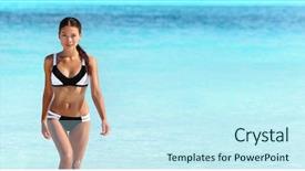  Presentation with slim body - Presentation design with asian bikini woman with slim background and a cool aqua colored foreground