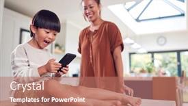  Presentation with mothers - Slide deck having asian-boy-playing-with-mothers background and a coral colored foreground