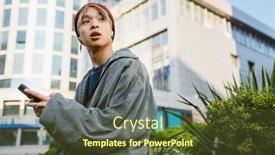  Presentation with city street - Slide set having asian-boy-wearing-hat-using background and a tawny brown colored foreground