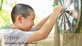  Presentation with dartboard - Beautiful presentation featuring asian-boy-with-dart backdrop and a coral colored foreground