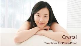  Presentation with young man and a woman - PPT theme with asian bride - pretty young woman at home background and a lemonade colored foreground