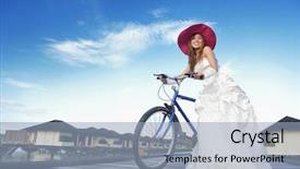  Presentation with sky blue - Presentation having asian bride with a veil background and a  colored foreground