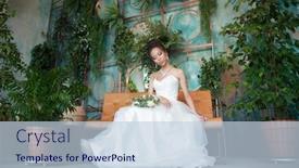  Presentation with white flowers - Cool new slide deck with asian-bride-with-flowers backdrop and a lemonade colored foreground