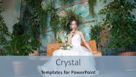  Presentation with white flowers - Audience pleasing slides consisting of asian-bride-with-flowers backdrop and a light blue colored foreground