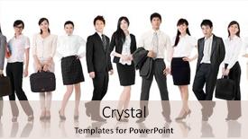  Presentation with team group - PPT theme consisting of asian business team businesswoman background and a soft green colored foreground