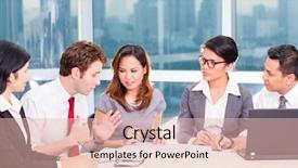 Presentation with team meeting - Amazing PPT theme having asian business team in strategy backdrop and a  colored foreground