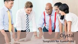  Presentation with team meeting - Colorful presentation theme enhanced with asian business team in strategy backdrop and a coral colored foreground