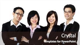  Presentation with business team join hands white - Audience pleasing presentation consisting of asian business team on white backdrop and a wine colored foreground