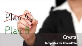  Presentation with risk management - Colorful PPT theme enhanced with asian business woman writing plan backdrop and a dark gray colored foreground