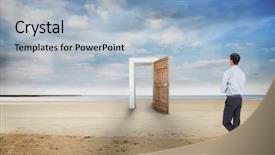  Presentation with open door policy health care - Cool new theme with asian businessman against open door backdrop and a light blue colored foreground