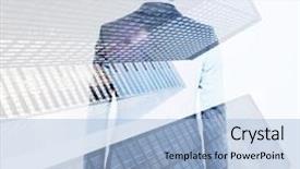  Presentation with skyscraper - Slide set enhanced with asian businessman against skyscraper background and a light blue colored foreground