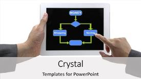  Presentation with hand saving - Presentation design having asian businessman hand choosing saving money for insurance concept background and a white colored foreground