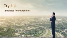  Presentation with sky - Presentation theme consisting of asian businessman has a plan background and a lemonade colored foreground