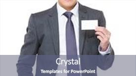  Presentation with name - Audience pleasing theme consisting of asian businessman show with name card backdrop and a ocean colored foreground