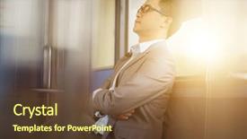  Presentation with asian - Cool new PPT theme with asian businessman taking a nap backdrop and a tawny brown colored foreground