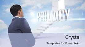  Presentation with open door - PPT layouts having asian businessman with arms cross background and a light blue colored foreground