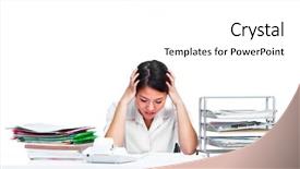  Presentation with stress - Colorful PPT theme enhanced with asian businesswoman having a stress backdrop and a white colored foreground