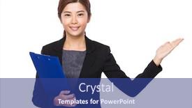  Presentation with hold hand - Amazing presentation having asian businesswoman hold with clipboard and hand presentation backdrop and a ocean colored foreground