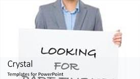  Presentation with part time job - PPT theme having asian businesswoman holding a placard showing with looking for part-time job phrases background and a sky blue colored foreground