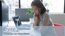  Presentation with hygiene - Colorful PPT theme enhanced with asian-businesswoman-wearing-face-mask backdrop and a light blue colored foreground