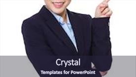  Presentation with finger point - Beautiful theme featuring asian businesswoman with finger point up backdrop and a wine colored foreground
