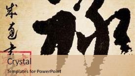  Presentation with calligraphy - Slide deck with asian calligraphy background and a coral colored foreground