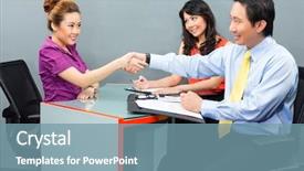  Presentation with hiring - Beautiful slide set featuring asian candidate for an new backdrop and a seafoam green colored foreground