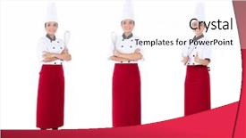  Presentation with professional appearance - Presentation design consisting of asian chef professional woman compositing background and a  colored foreground