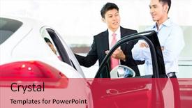  Presentation with salesman - Theme consisting of asian chinese car salesman selling background and a red colored foreground