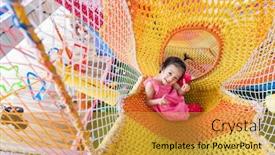  Presentation with playground - Colorful PPT layouts enhanced with asian-chinese-little-girl-playing backdrop and a gold colored foreground