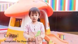  Presentation with playground - Cool new theme with asian-chinese-little-girl-playing backdrop and a coral colored foreground