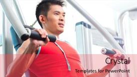  Presentation with asian fitness elderly - Cool new PPT theme with asian chinese man having fitness backdrop and a red colored foreground