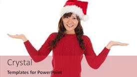  Presentation with beautiful young girl red - Amazing slide set having asian christmas girl showing empty palms with copy space smile happy standing isolated on white background beautiful young smiling woman in red santa hat showing copyspace backdrop and a red colored foreground