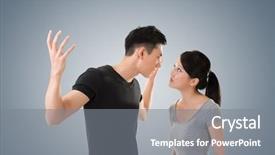  Presentation with wind energy close up portrait - Beautiful PPT layouts featuring asian couple argue closeup portrait backdrop and a gray colored foreground
