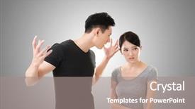  Presentation with wind energy close up portrait - PPT theme featuring asian couple argue closeup portrait background and a gray colored foreground