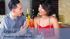  Presentation with fancy - PPT theme consisting of asian couple drinking cocktails in fancy bar background and a teal colored foreground
