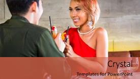  Presentation with fancy - PPT layouts having asian couple drinking cocktails in fancy bar background and a red colored foreground