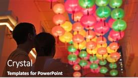  Presentation with chinese lantern - Colorful presentation design enhanced with asian-couple-look backdrop and a tawny brown colored foreground