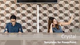  Presentation with covid coronavirus - Audience pleasing PPT theme consisting of asian-couple-take-a-selfie backdrop and a gray colored foreground