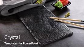  Presentation with table setting - Slide set featuring asian-cuisine-black-slate-plate background and a dark gray colored foreground